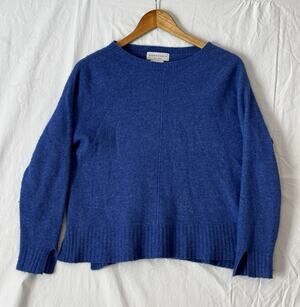 Bianco & Blu Women's Merino Cashmere Blend Sweater Blue Size L Quiet Luxury Cozy
